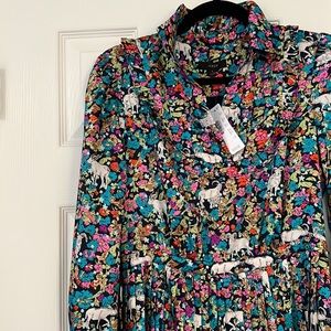 Jcrew Patterned and Pleated MIDI Shirt Dress